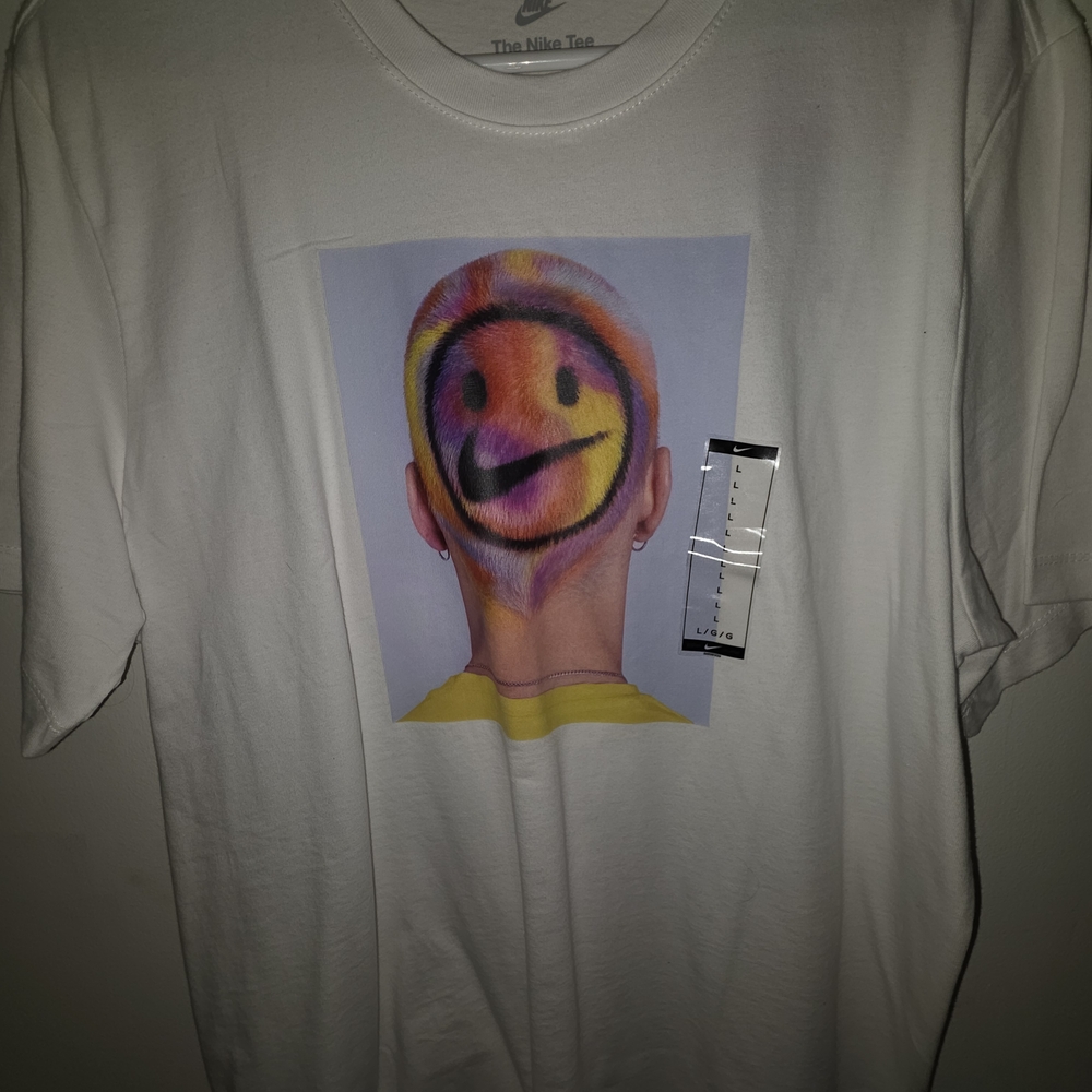 Nike White Tee with Smiley Graphic